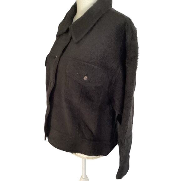Peruvian connection Black alpaca cotton collared blazer sweater Shacket medium - Picture 4 of 10